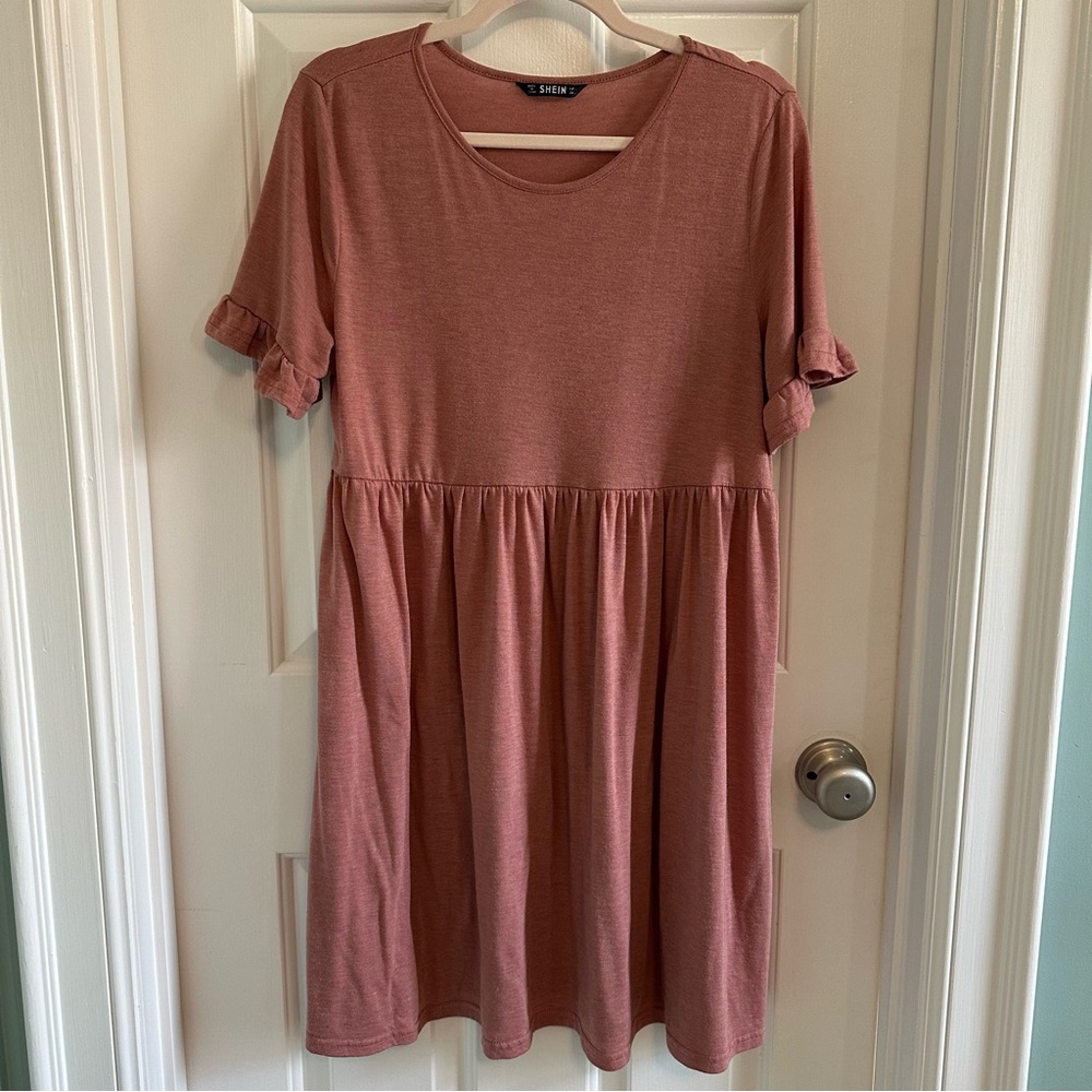 SHEIN Pink Flutter Sleeve Dress